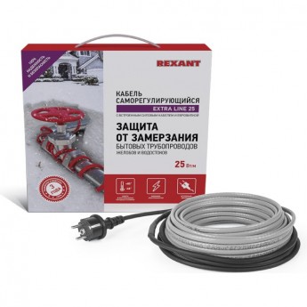 Кабель REXANT EXTRA LINE 25MSR-PB 3 м/75 Вт греющий саморегулирующийся Кабель REXANT EXTRA LINE 25MSR-PB 3 м/75 Вт греющий саморегулирующийся