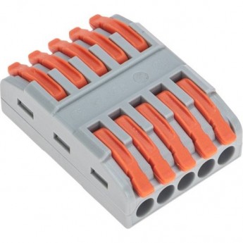 Клемма REXANT СМК 222-425 проходная 5 полюсов (0,08-4мм²) серая 30 шт/уп Клемма REXANT СМК 222-425 проходная 5 полюсов (0,08-4мм²) серая 30 шт/уп