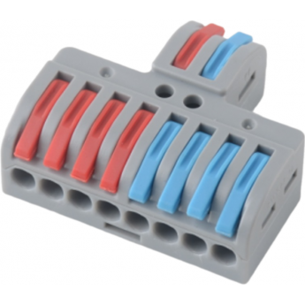 Клемма REXANT СМК 3х4 проходная разветвительная 3 полюса, с монтажной площадкой 1 ввод, 4 вывода на полюс 25 шт/уп Клемма REXANT СМК 3х4 проходная разветвительная 3 полюса, с монтажной площадкой 1 ввод, 4 вывода на полюс 25 шт/уп