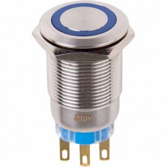 Кнопка антивандальная REXANT A19-C1 12В б/фикс синяя Кнопка антивандальная REXANT A19-C1 12В б/фикс синяя