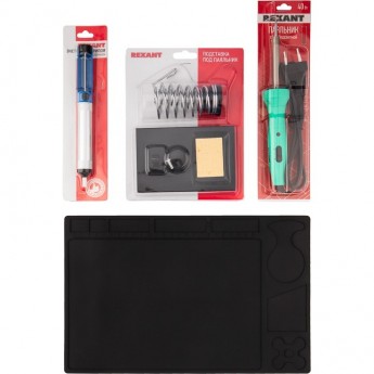 Набор для пайки REXANT К20 продвинутый (паяльник с подсветкой, подставка, экстрактор, коврик)