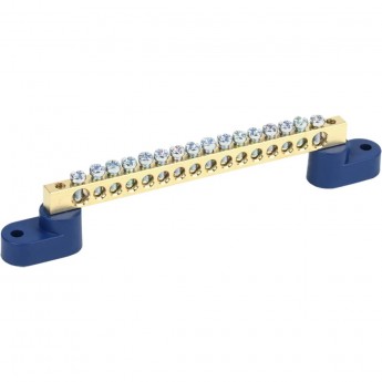 Шина REXANT «N» нулевая 6х9 мм на двух угловых синих изоляторах 16 групп Шина REXANT «N» нулевая 6х9 мм на двух угловых синих изоляторах 16 групп