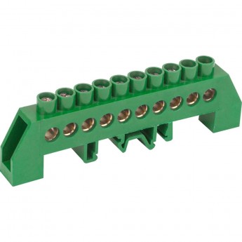 Шина REXANT PE «земля» в комбинированном зеленом изоляторе на DIN-рейку 6x9 мм 10 групп Шина REXANT PE «земля» в комбинированном зеленом изоляторе на DIN-рейку 6x9 мм 10 групп