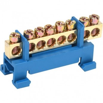 Шина REXANT с синим изолятором тип стойка на рейку 6x9 мм 8 групп Шина REXANT с синим изолятором тип стойка на рейку 6x9 мм 8 групп