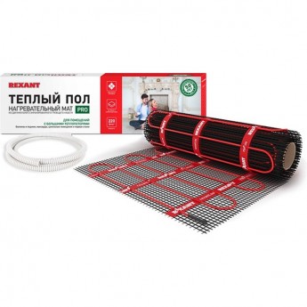 Теплый пол, нагревательный мат REXANT PRO, RNX -2.5-550, двухжильный, с экраном, площадь 2.5 м², 0.5х5 м, 550 Вт Теплый пол, нагревательный мат REXANT PRO, RNX -2.5-550, двухжильный, с экраном, площадь 2.5 м², 0.5х5 м, 550 Вт
