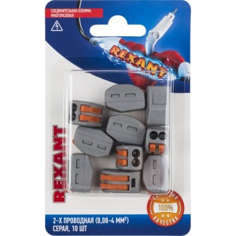Универсальная клемма REXANT СМК 222-412, 2-проводная серая 0,08-2,5/4 мм² (блистер 10 шт./уп.) Универсальная клемма REXANT СМК 222-412, 2-проводная серая 0,08-2,5/4 мм² (блистер 10 шт./уп.)