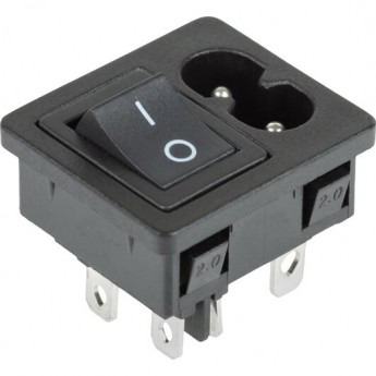 Выключатель клавишный REXANT 250 V 6 А (4с) ON-OFF черный со штекером C8 2PIN Выключатель клавишный REXANT 250 V 6 А (4с) ON-OFF черный со штекером C8 2PIN